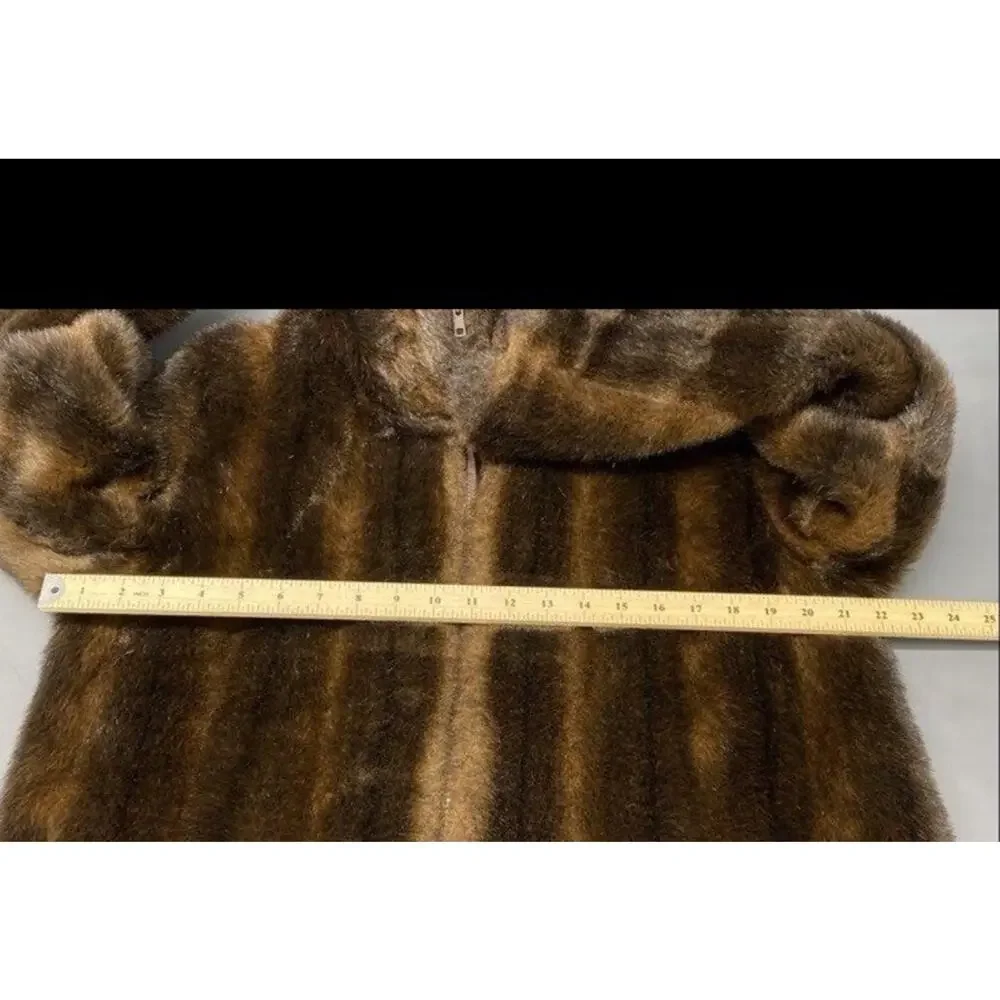 Gallery Faux Fur Coat Jacket Brown Faux Mink Look – Women’s Med 42w Lux Soft - Picture 4 of 6